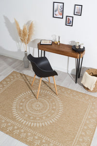 Tapis effet jute naturel à motifs orientaux blancs : NAT8874BLA NATURE