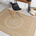 NATURE - Tapis effet jute naturel à motifs orientaux blancs - NAT8874BLA NATURE