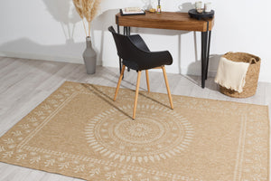 Tapis effet jute naturel à motifs orientaux blancs : NAT8874BLA NATURE