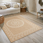 NATURE - Tapis effet jute naturel à motifs orientaux blancs - NAT8874BLA NATURE