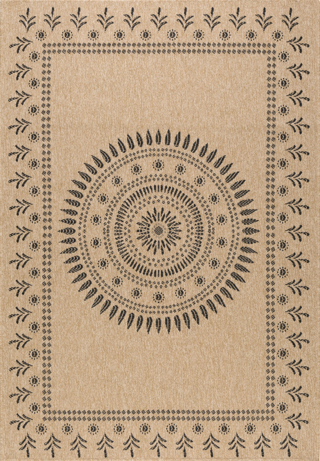 Tapis effet jute naturel motifs orientaux noirs : NAT8874NOI - Nazar rugs