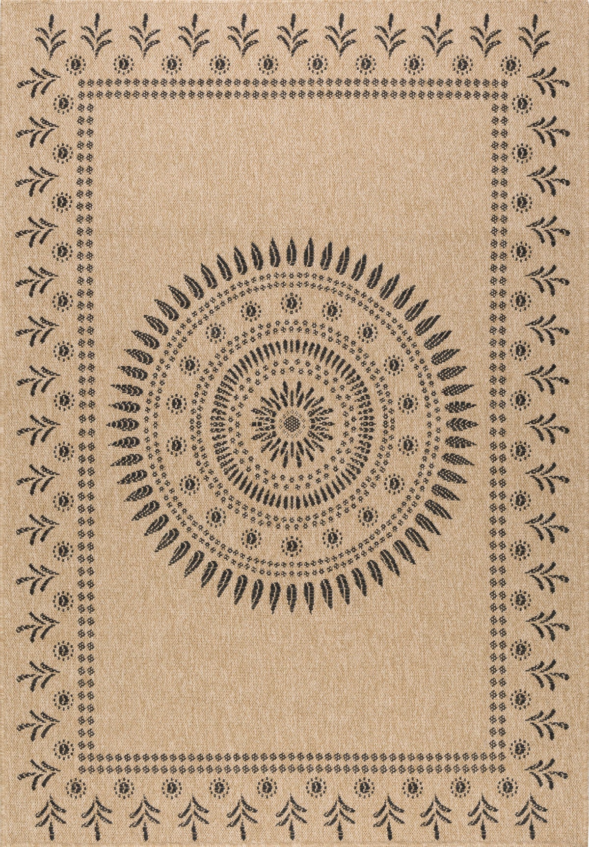 Tapis effet jute naturel motifs orientaux noirs : NAT8874NOI - Nazar rugs