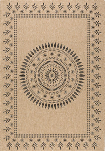 Tapis effet jute naturel motifs orientaux noirs : NAT8874NOI - Nazar rugs 