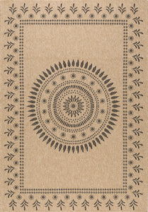 Tapis effet jute naturel motifs orientaux noirs : NAT8874NOI - Nazar rugs