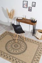 Tapis effet jute naturel motifs orientaux noirs : NAT8874NOI NATURE