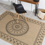 NATURE - Tapis effet jute naturel à motifs orientaux noirs - NAT8874NOI NATURE