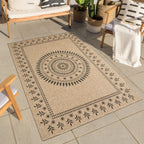 NATURE - Tapis effet jute naturel à motifs orientaux noirs - NAT8874NOI NATURE