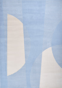 Tapis de salon à poils ras motif abstrait bleu : NEL791BLE NELY