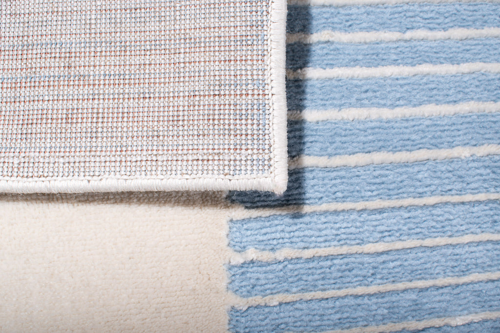 Tapis de salon à poils ras motif abstrait bleu : NEL791BLE NELY