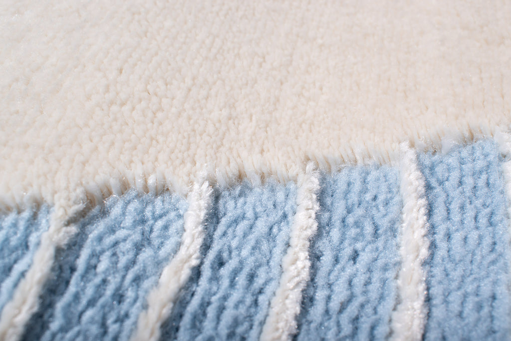 Tapis de salon à poils ras motif abstrait bleu : NEL791BLE NELY