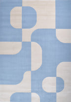 Tapis de salon à poils ras motif graphique bleu : NEL792BLE NELY