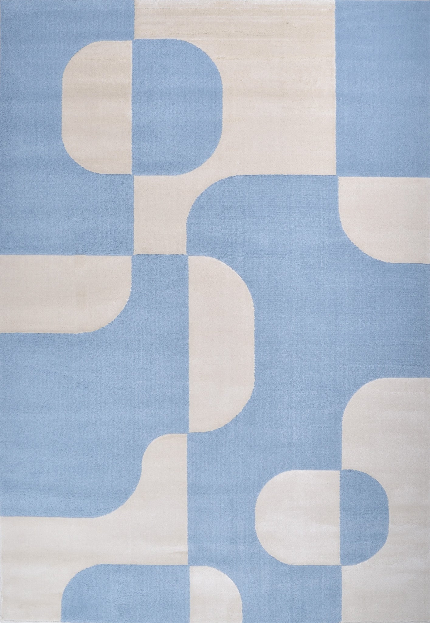 Tapis de salon à poils ras motif graphique bleu : NEL792BLE NELY