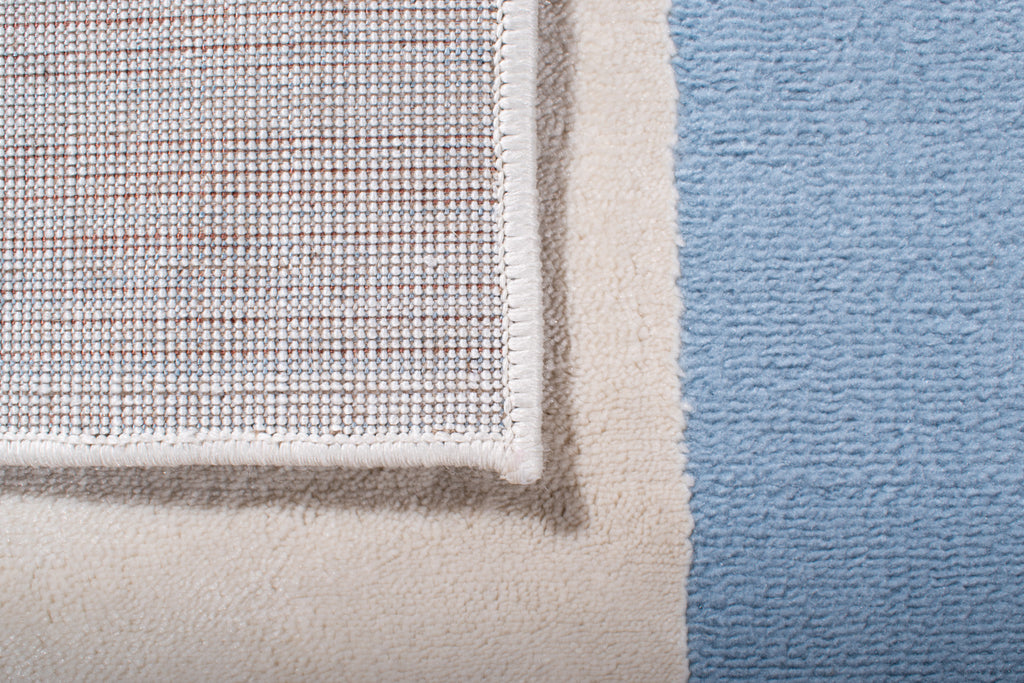 Tapis de salon à poils ras motif géométrique bleu : NEL793BLE NELY