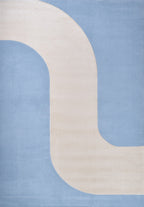 Tapis de salon à poils ras motif vague bleu : NEL794BLE NELY