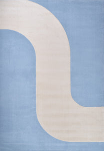 Tapis de salon à poils ras motif vague bleu : NEL794BLE NELY