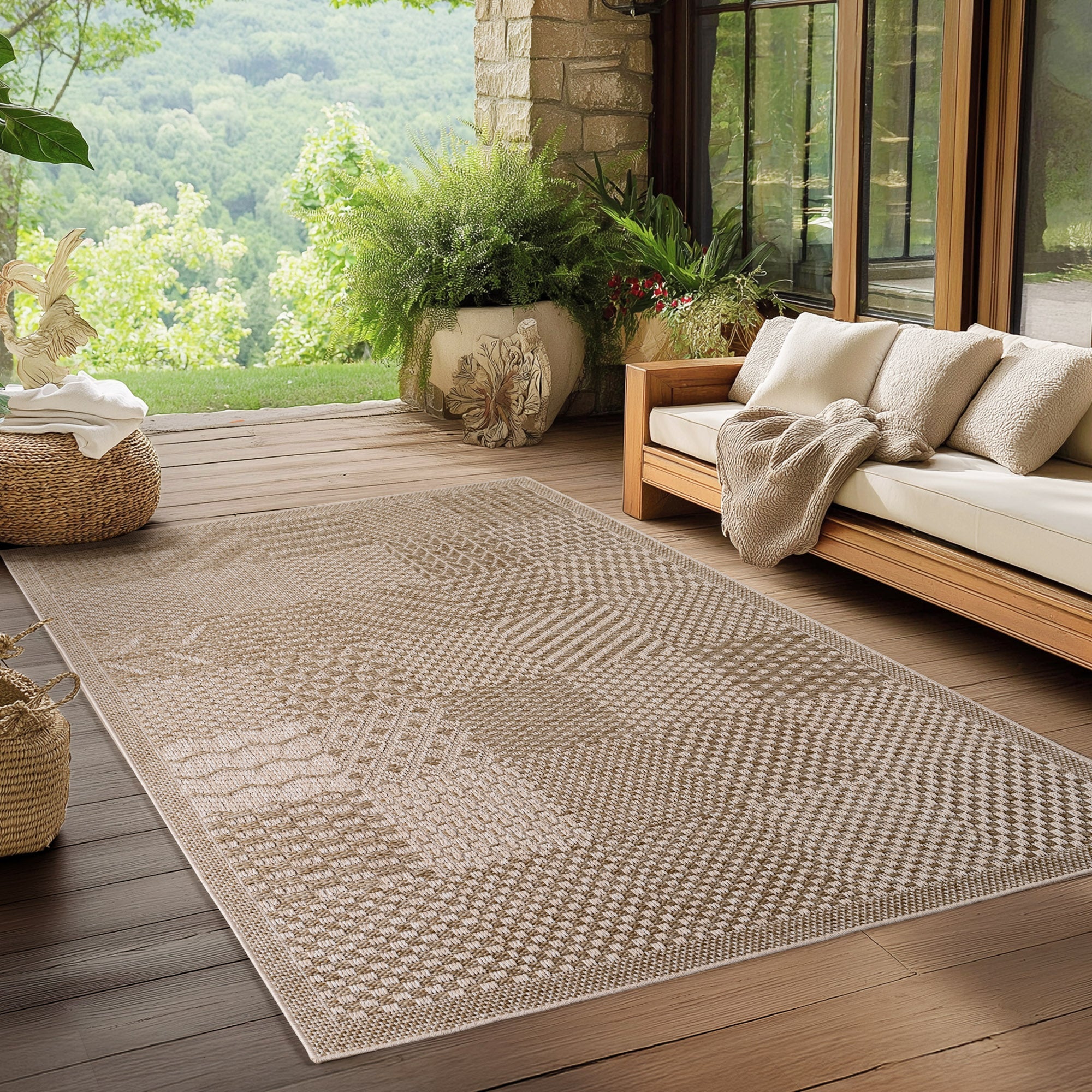 NEREA – Tapis Intérieur/Extérieur Beige au Design Damier - NER1902BEI NEREA
