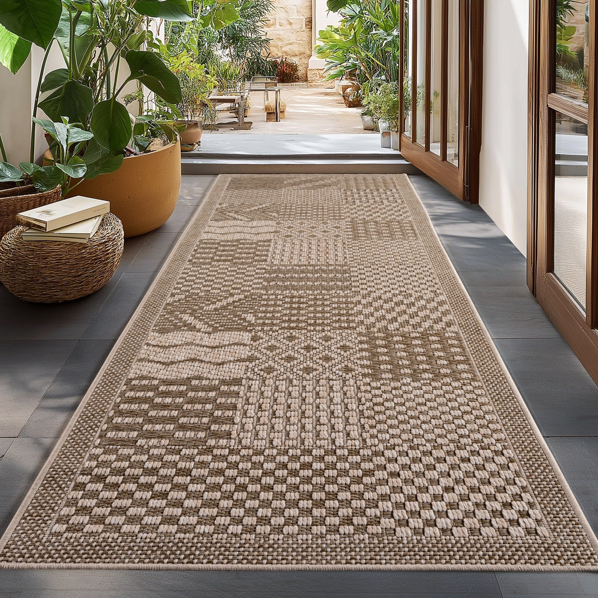 NEREA – Tapis Intérieur/Extérieur Beige au Design Damier - NER1902BEI NEREA