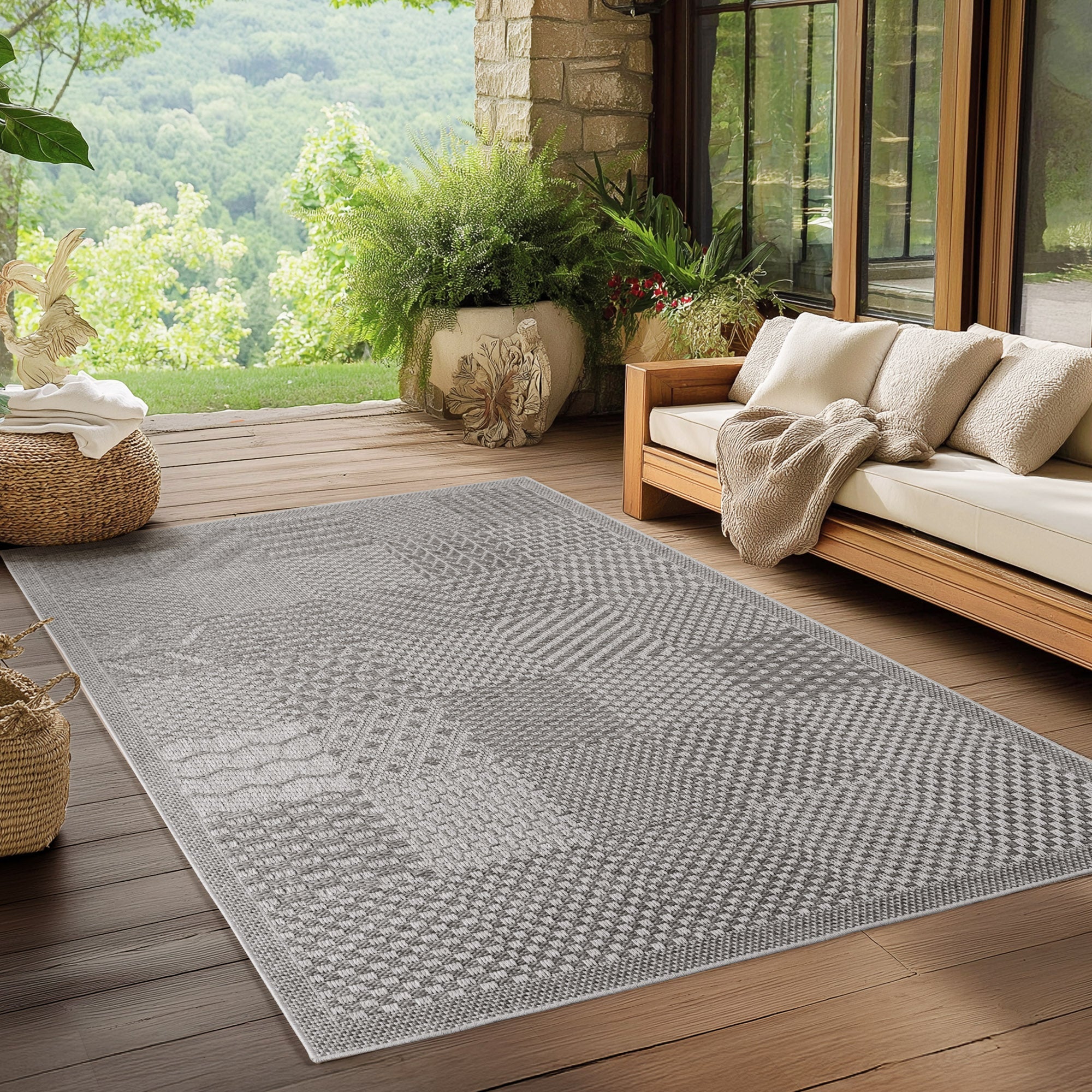 NEREA – Tapis Intérieur/Extérieur Gris au Design Damier - NER1902GRI NEREA