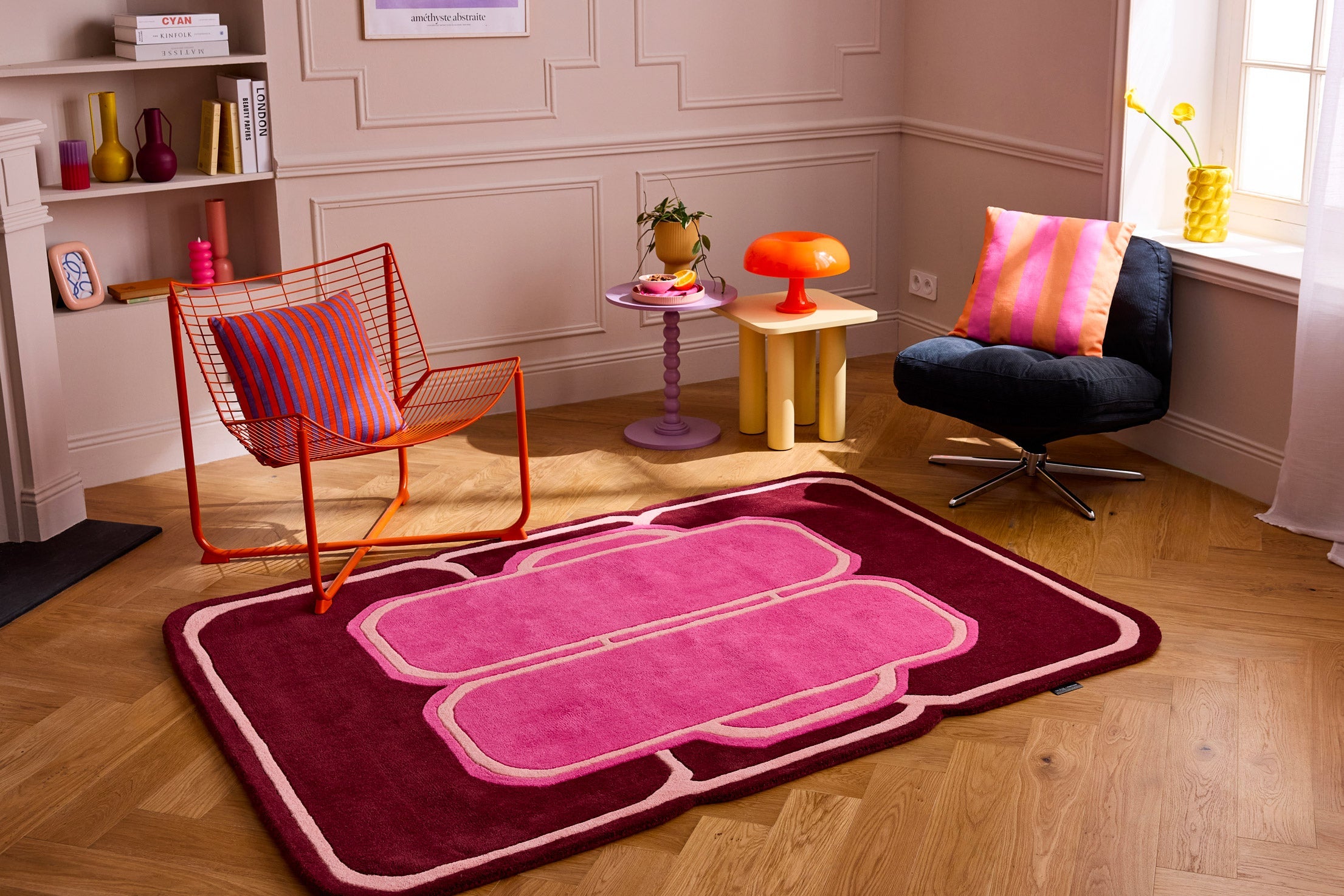 Nuage sucré – Tapis en laine Rose et Bordeaux - Nuage sucré