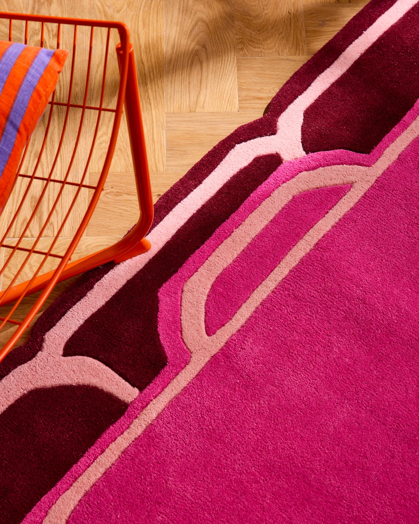 Nuage sucré – Tapis en laine Rose et Bordeaux - Nuage sucré