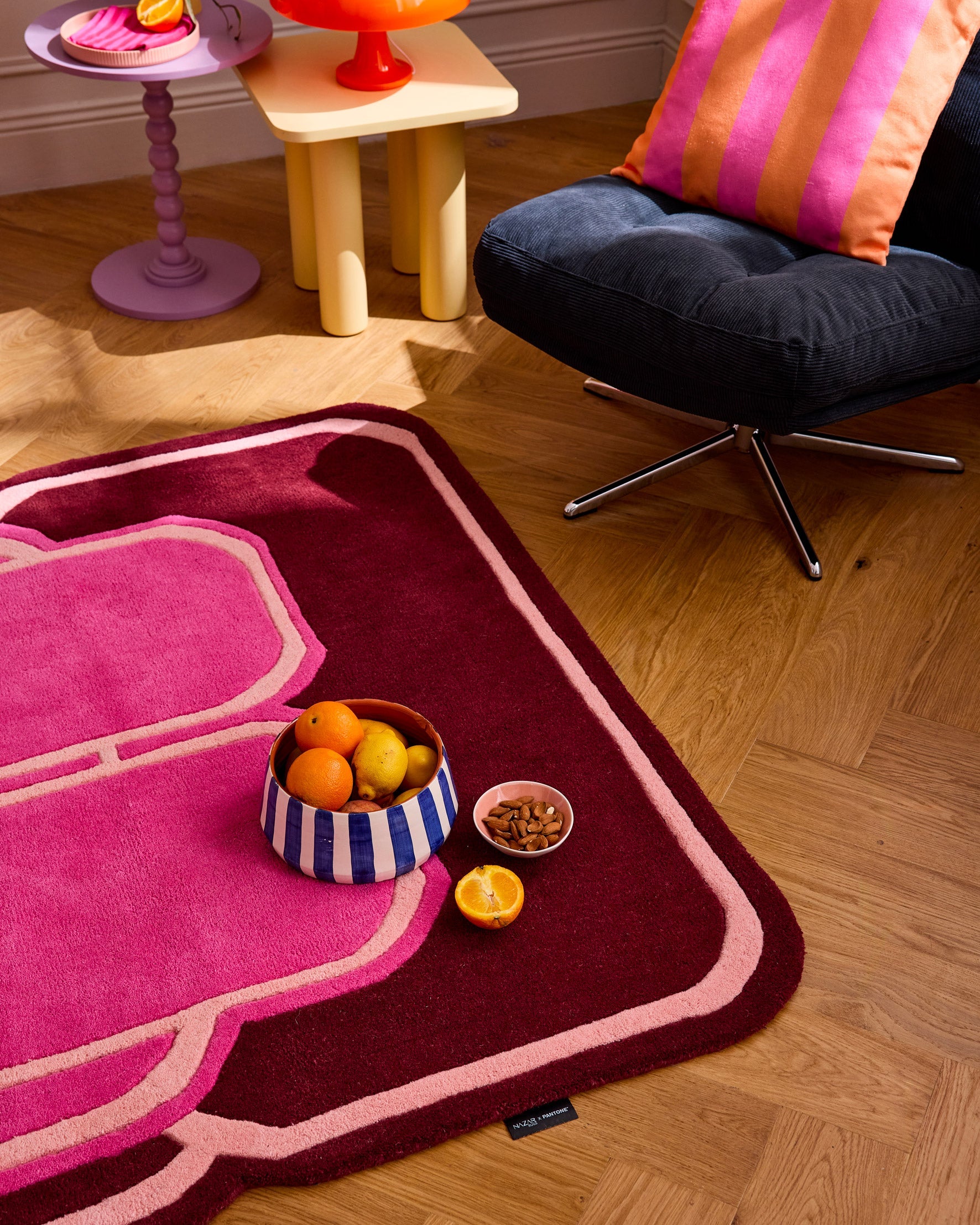 Nuage sucré – Tapis en laine Rose et Bordeaux - Nuage sucré