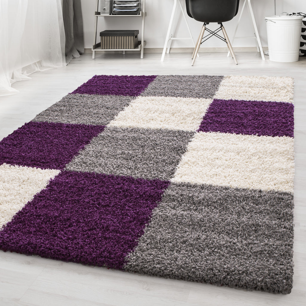 ODDA - Tapis Shaggy à motif Damier - ODD1501LIL