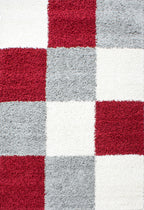 ODDA - Tapis Shaggy à motif Damier - ODD1501ROU