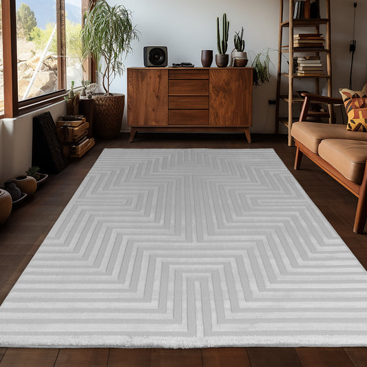 OIA - Tapis moderne à motif géométrique et nuances ton sur ton - OIA1111SIL