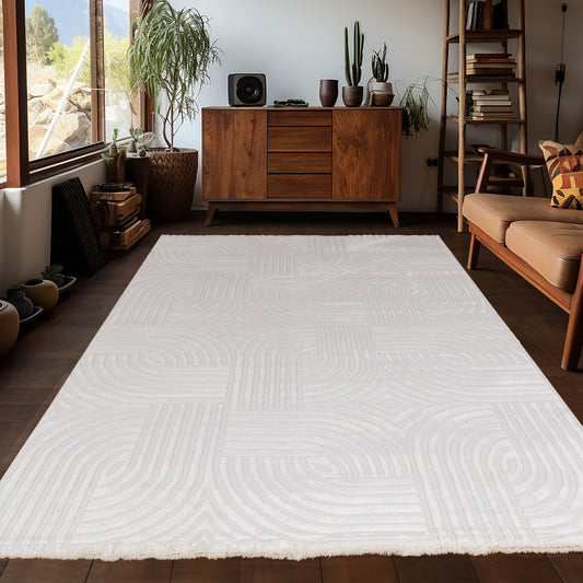 OIA - Tapis moderne à motif géométrique et nuances ton sur ton - OIA1112CRE