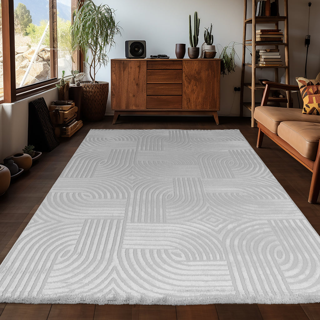 OIA - Tapis moderne à motif géométrique et nuances ton sur ton - OIA1112SIL