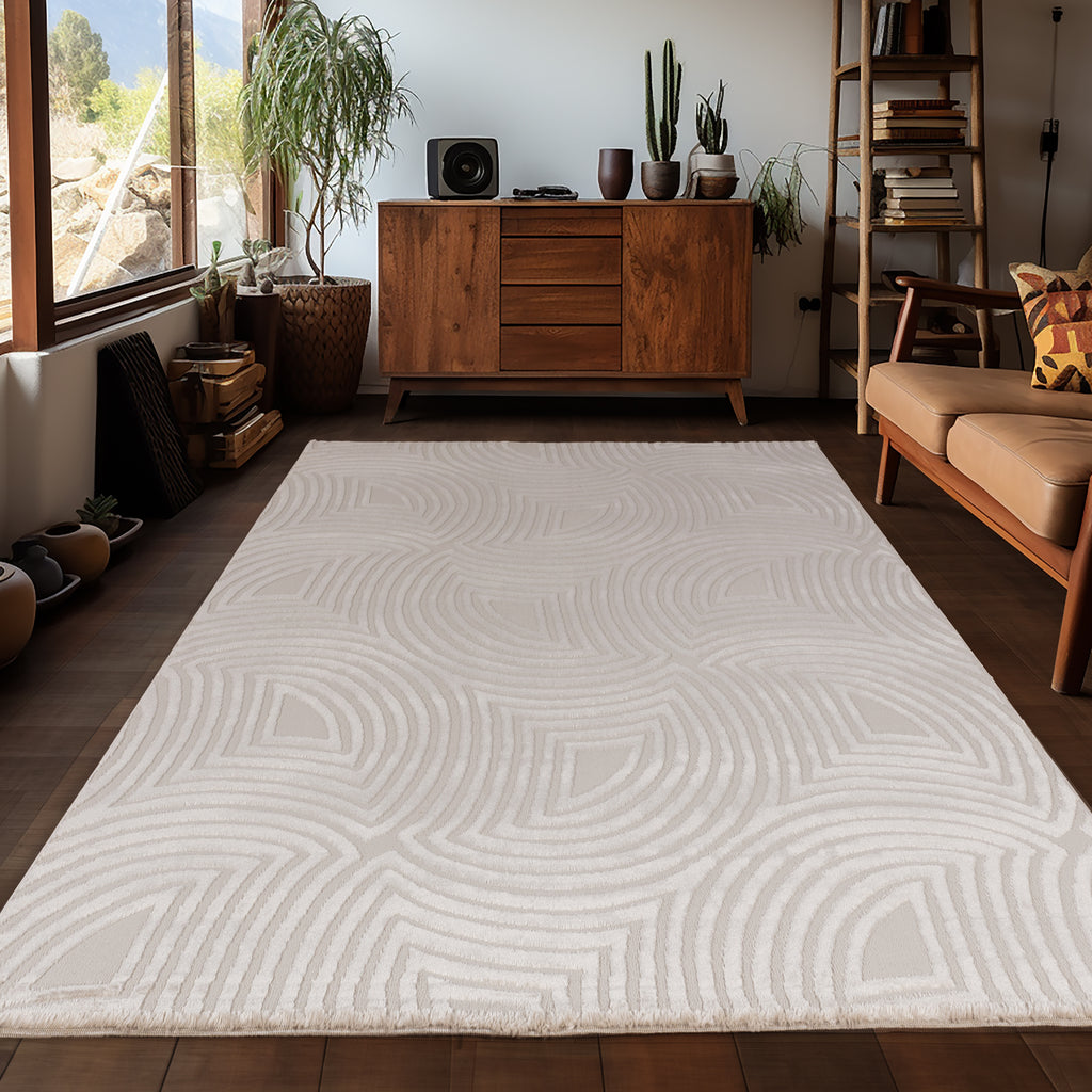 OIA - Tapis moderne à motif géométrique et nuances ton sur ton - OIA1113BEI