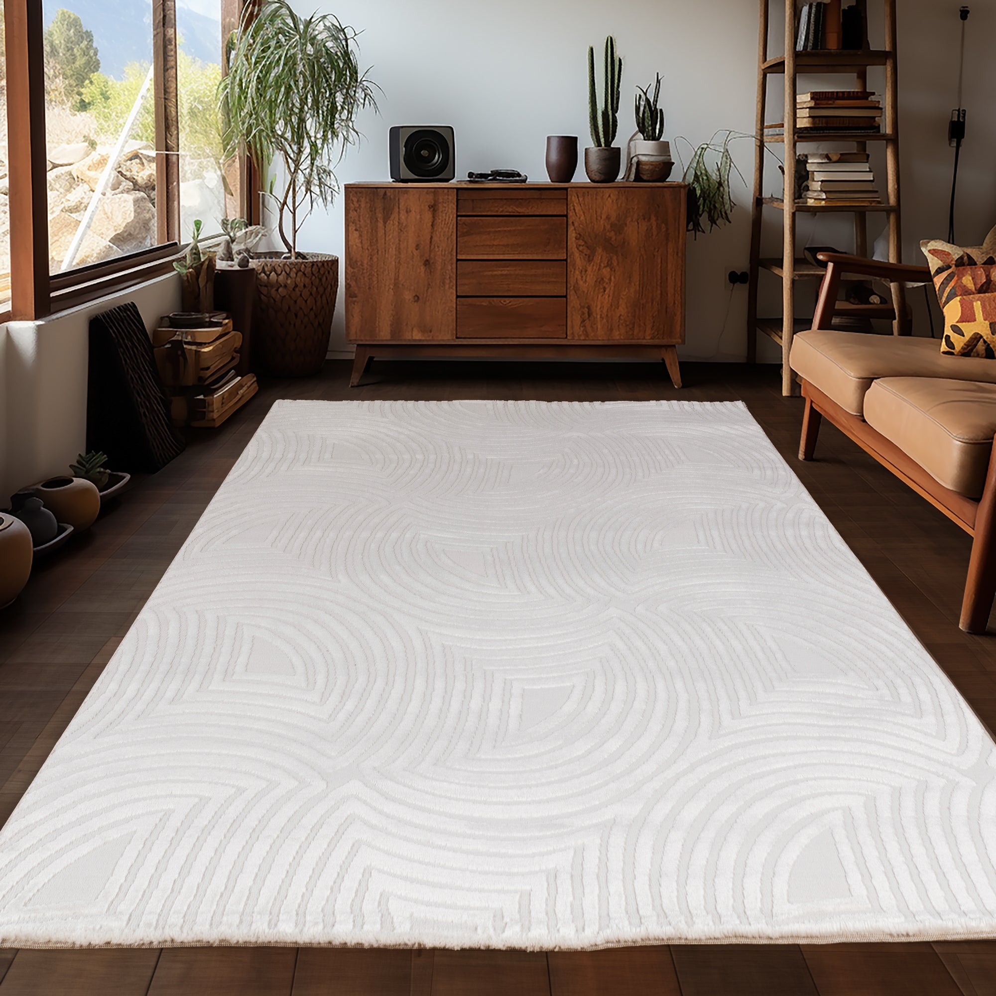 OIA - Tapis moderne à motif géométrique et nuances ton sur ton - OIA1113CRE