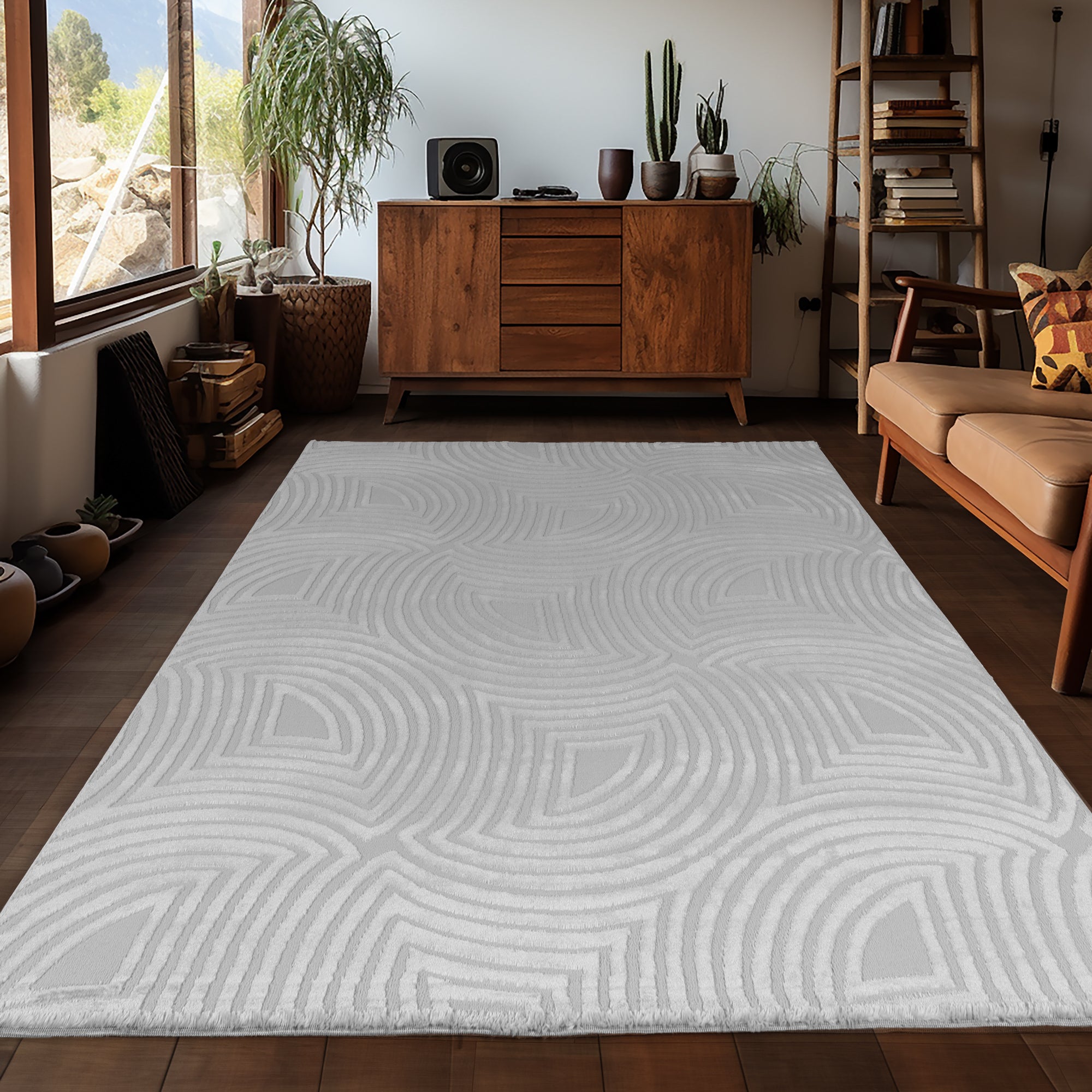 OIA - Tapis moderne à motif géométrique et nuances ton sur ton - OIA1113SIL