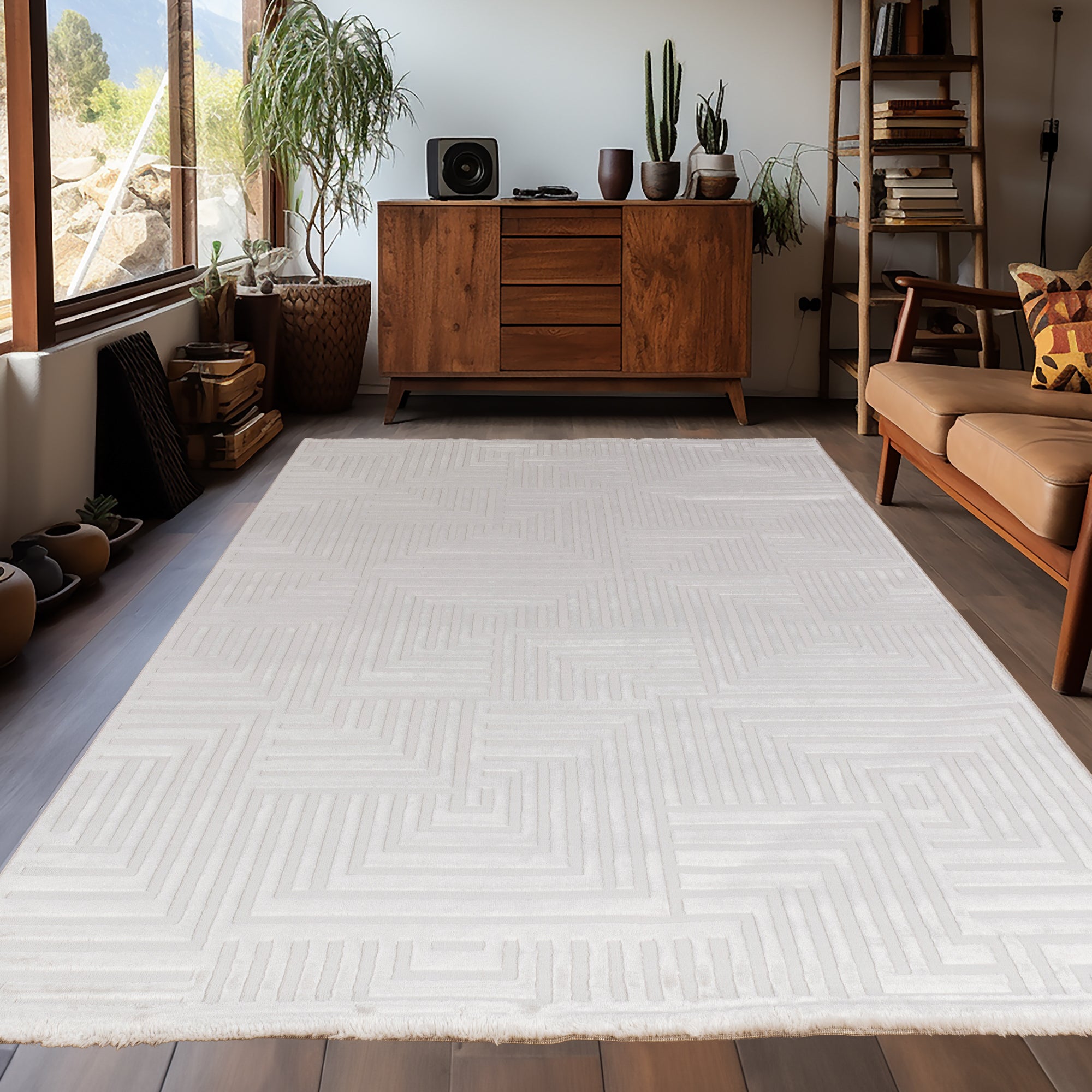 OIA - Tapis moderne à motif géométrique et nuances ton sur ton - OIA1114CRE