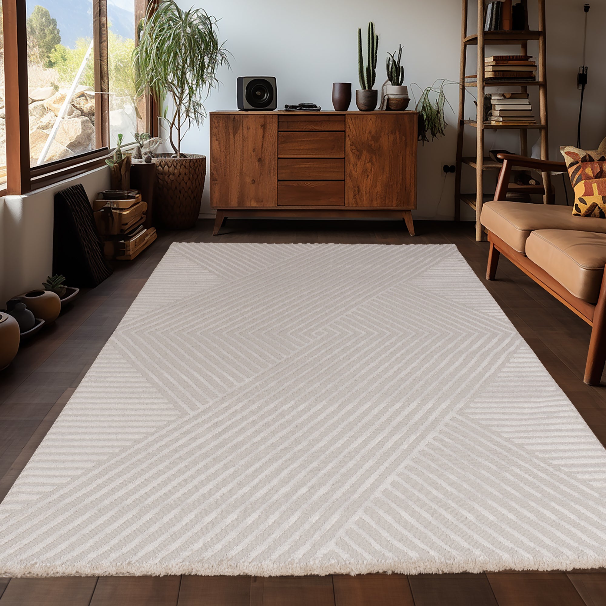 OIA - Tapis moderne à motif géométrique et nuances ton sur ton - OIA1115BEI