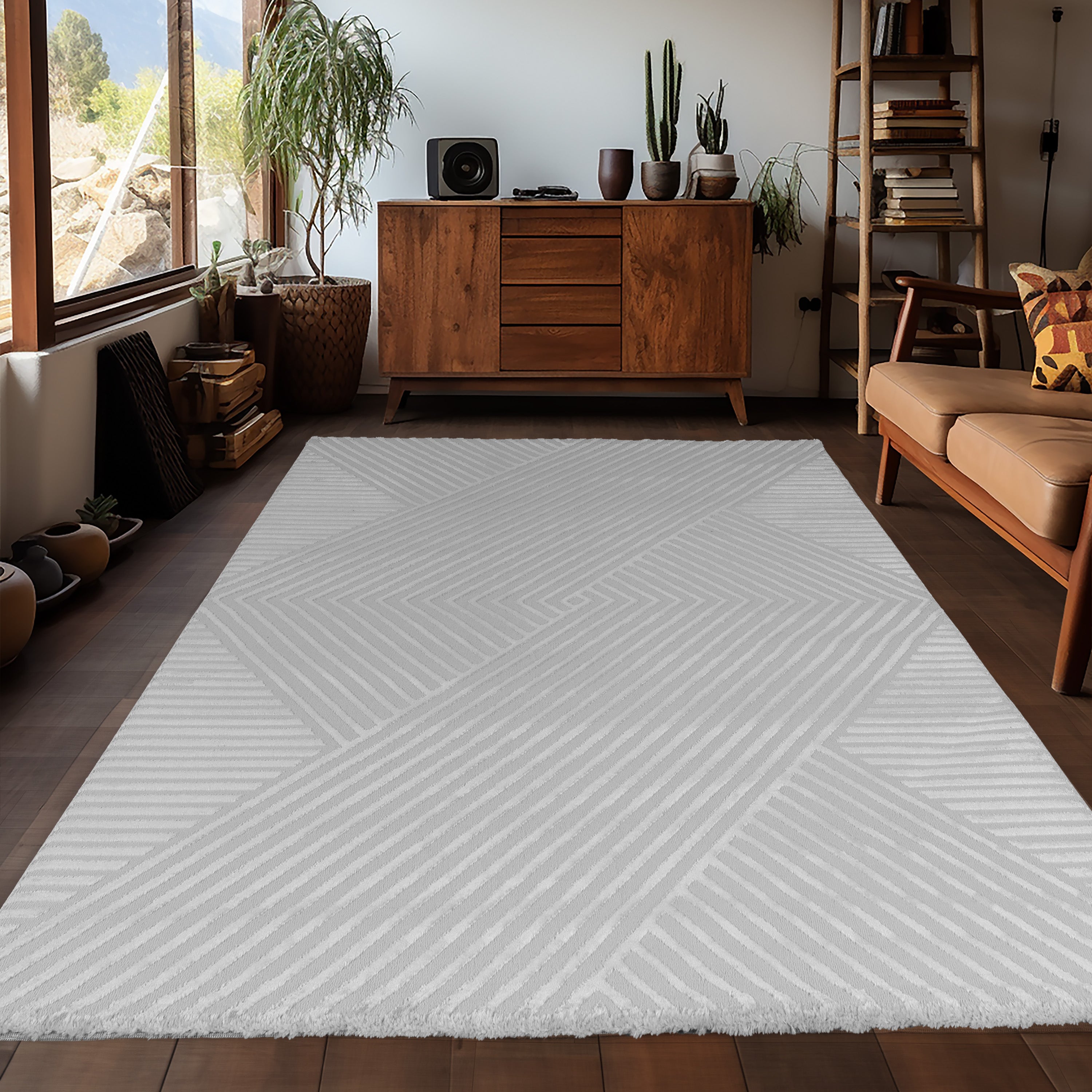OIA - Tapis moderne à motif géométrique et nuances ton sur ton - OIA1115SIL