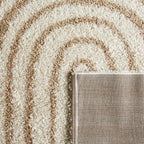 Tapis shaggy à poils long motif arc beige : OLY1066BEI OLYMPE