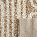 Tapis shaggy à poils long motif géométrique beige : OLY1067BEI OLYMPE