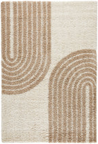 Tapis shaggy à poils long motif demi arc beige : OLY1069BEI OLYMPE
