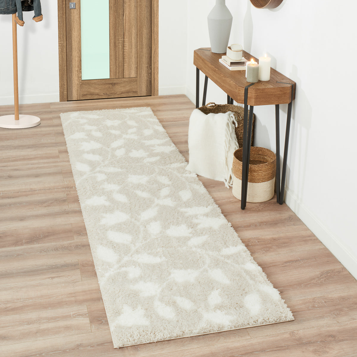 Tapis motif fleurs beige style moderne : OSL637BEI OSLO