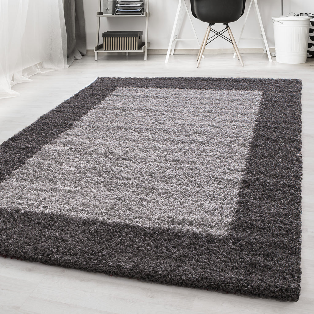 OTTA - Tapis Shaggy à motif Cadre - OTT1503GRI