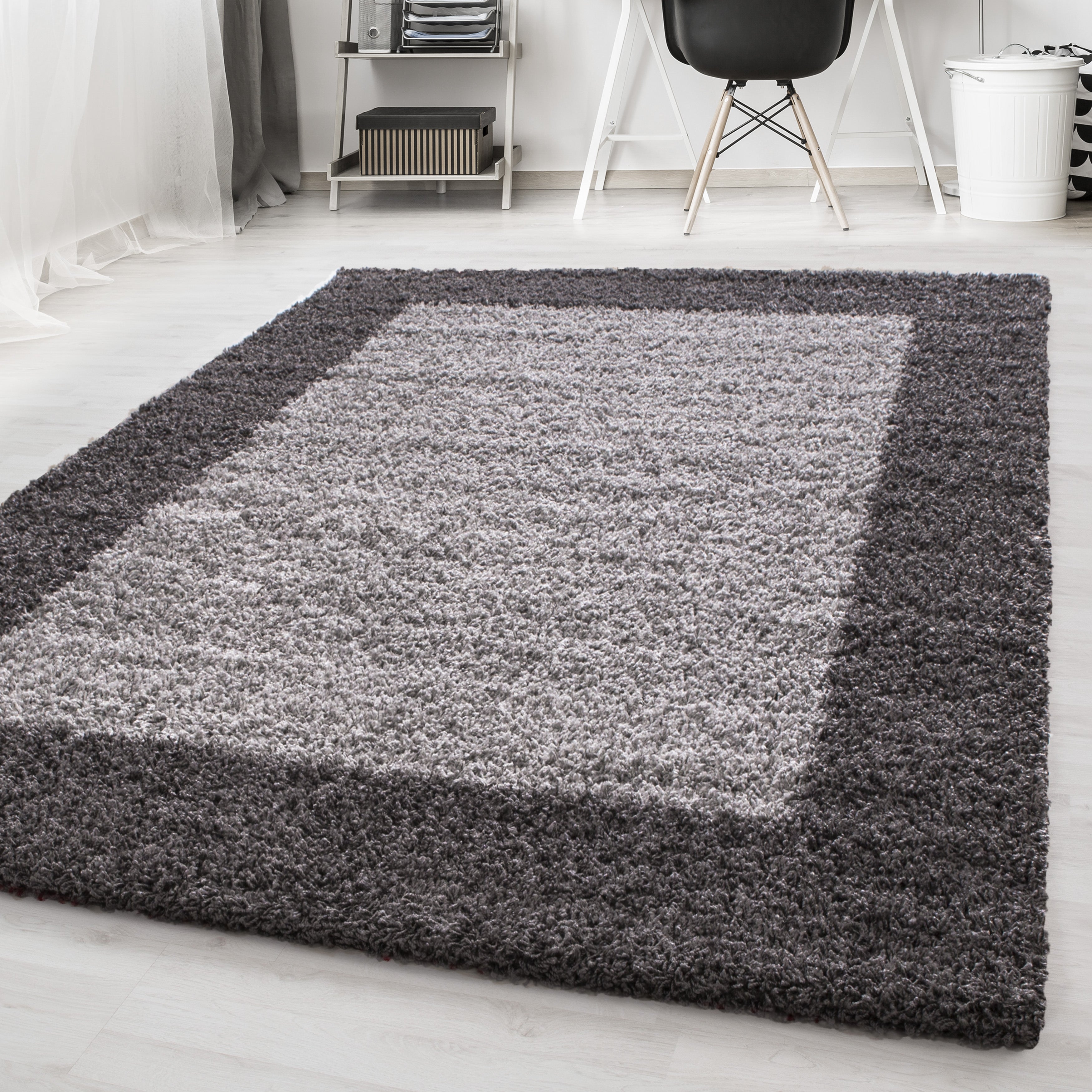 OTTA - Tapis Shaggy à motif Cadre - OTT1503GRI