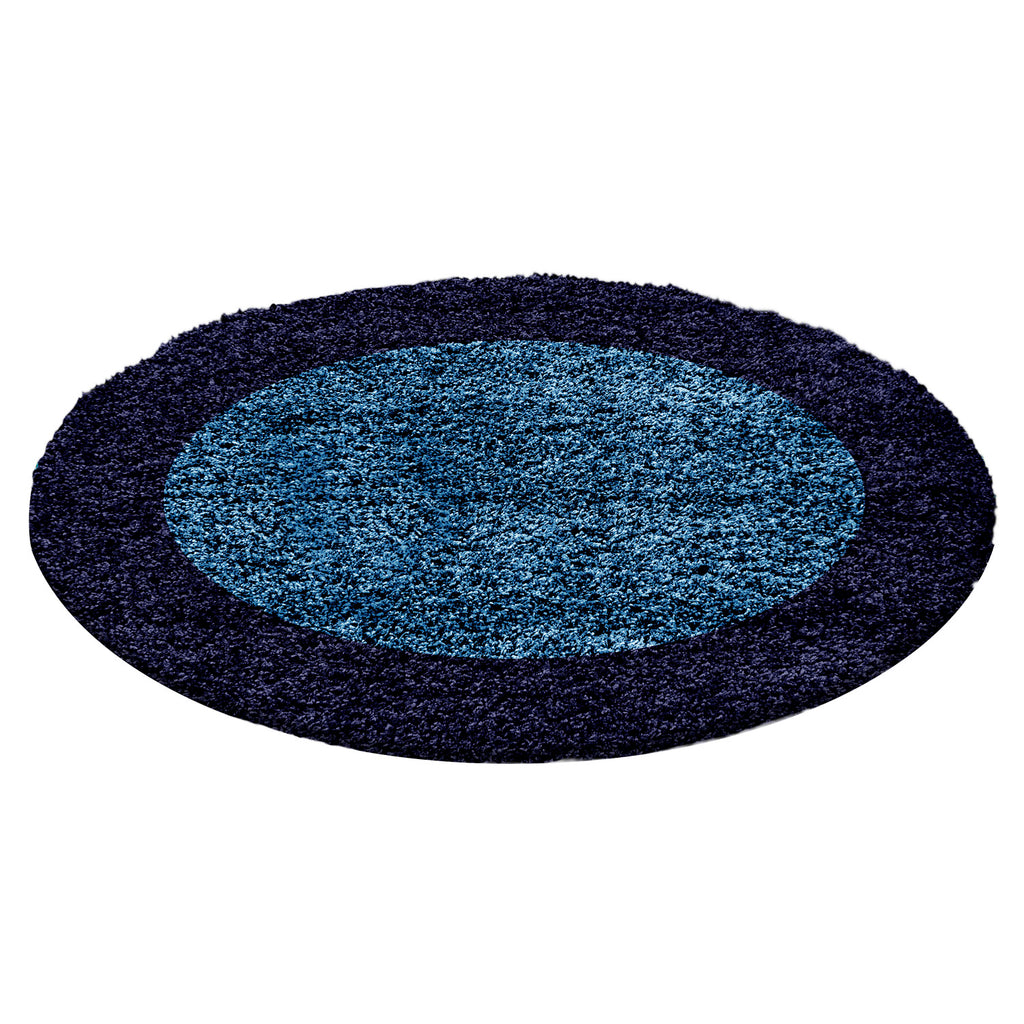 OTTA - Tapis Shaggy rond à motif Cadre - OTT1503NAV