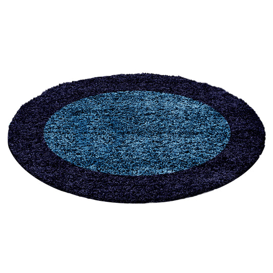OTTA - Tapis Shaggy rond à motif Cadre - OTT1503NAV