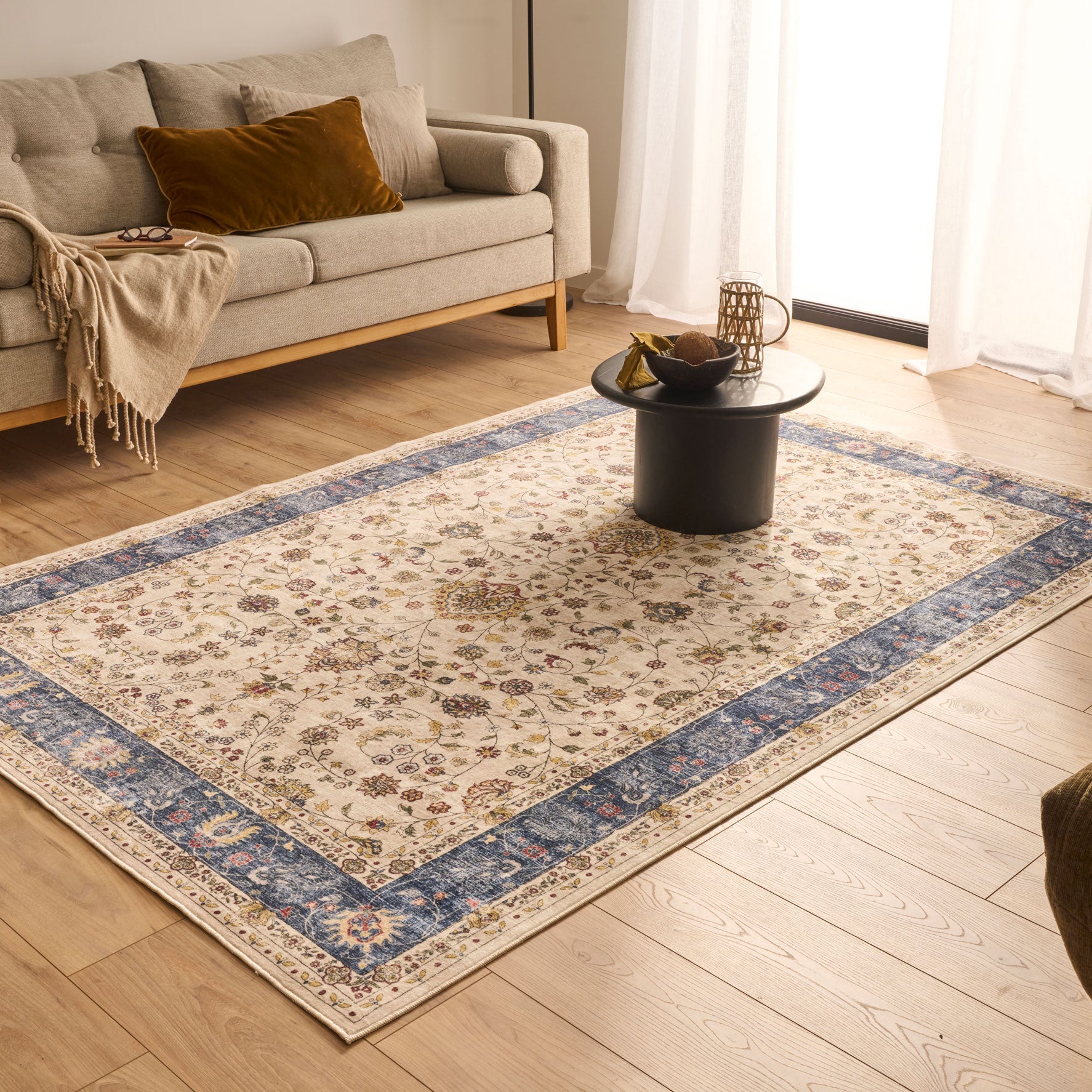 Tapis salon vintage - Bleu - Collection Ottoman OTTOMAN