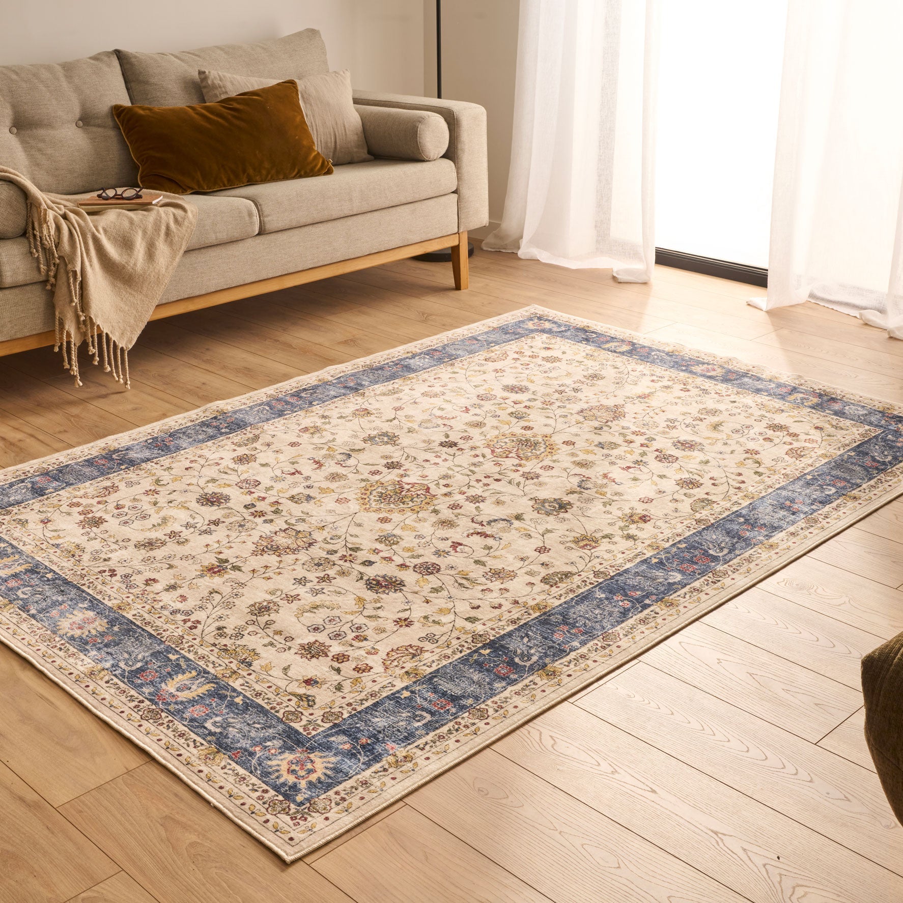 Tapis salon vintage - Bleu - Collection Ottoman OTTOMAN