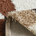 Tapis shaggy à poils long motif graphique de couleur marron, beige, café et crème : PAL1061MAR PALERME