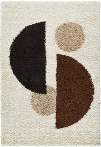 Tapis shaggy à poils long motif géométrique de couleur marron, beige, café et crème : PAL1061MAR PALERME