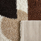 Tapis shaggy à poils long motif géométrique de couleur marron, beige, café et crème : PAL1061MAR PALERME