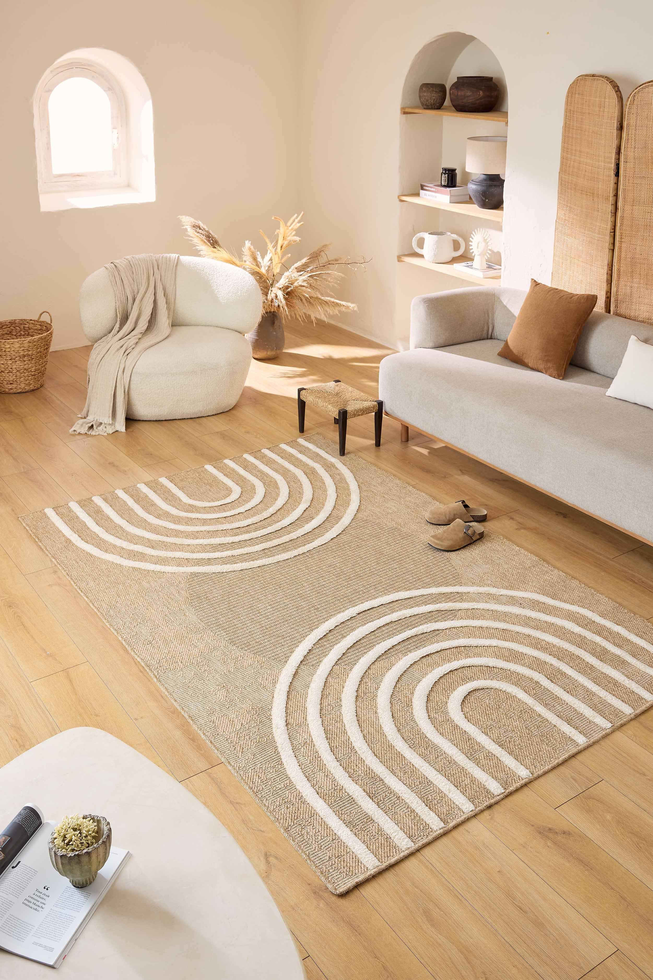 Tapis aspect jute - Palma - Motif en arc-de-cercle PALMA
